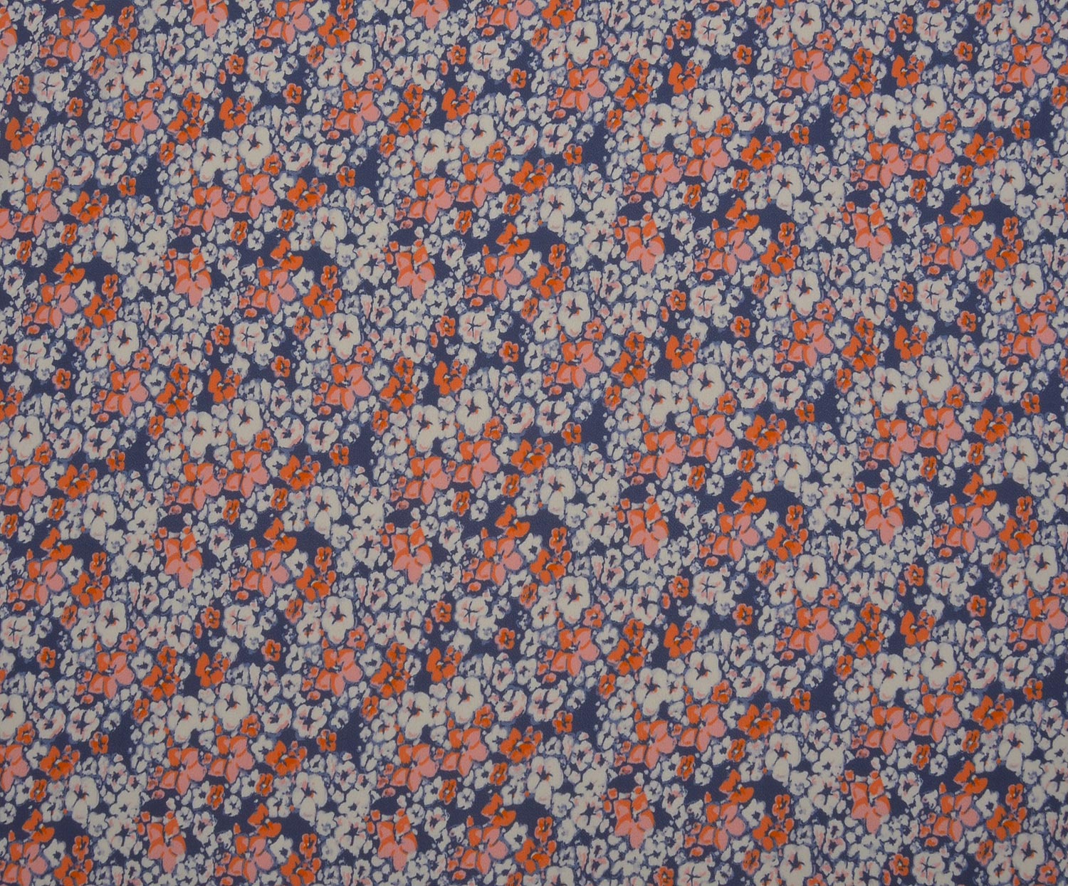 FLORAL PRINT CREPE FABRIC - NAVY BLUE
