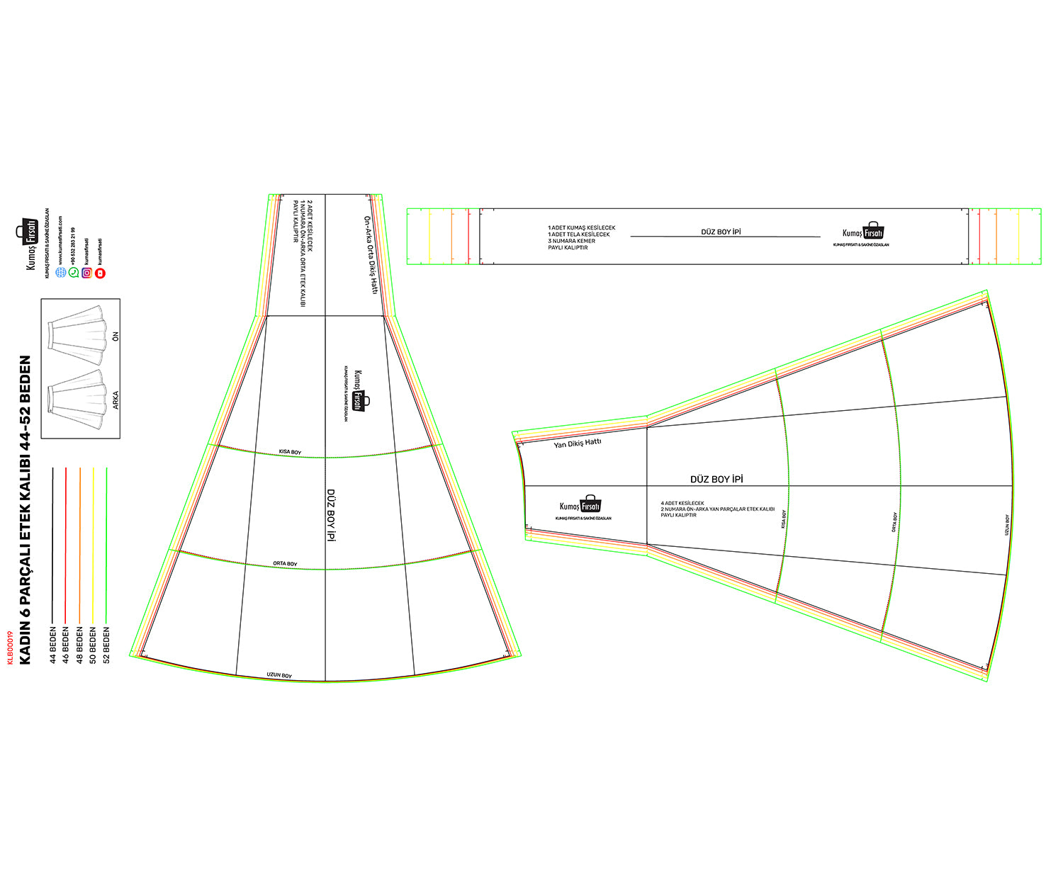 WOMEN'S 6-PANEL SKIRT PATTERN SIZES 44-52