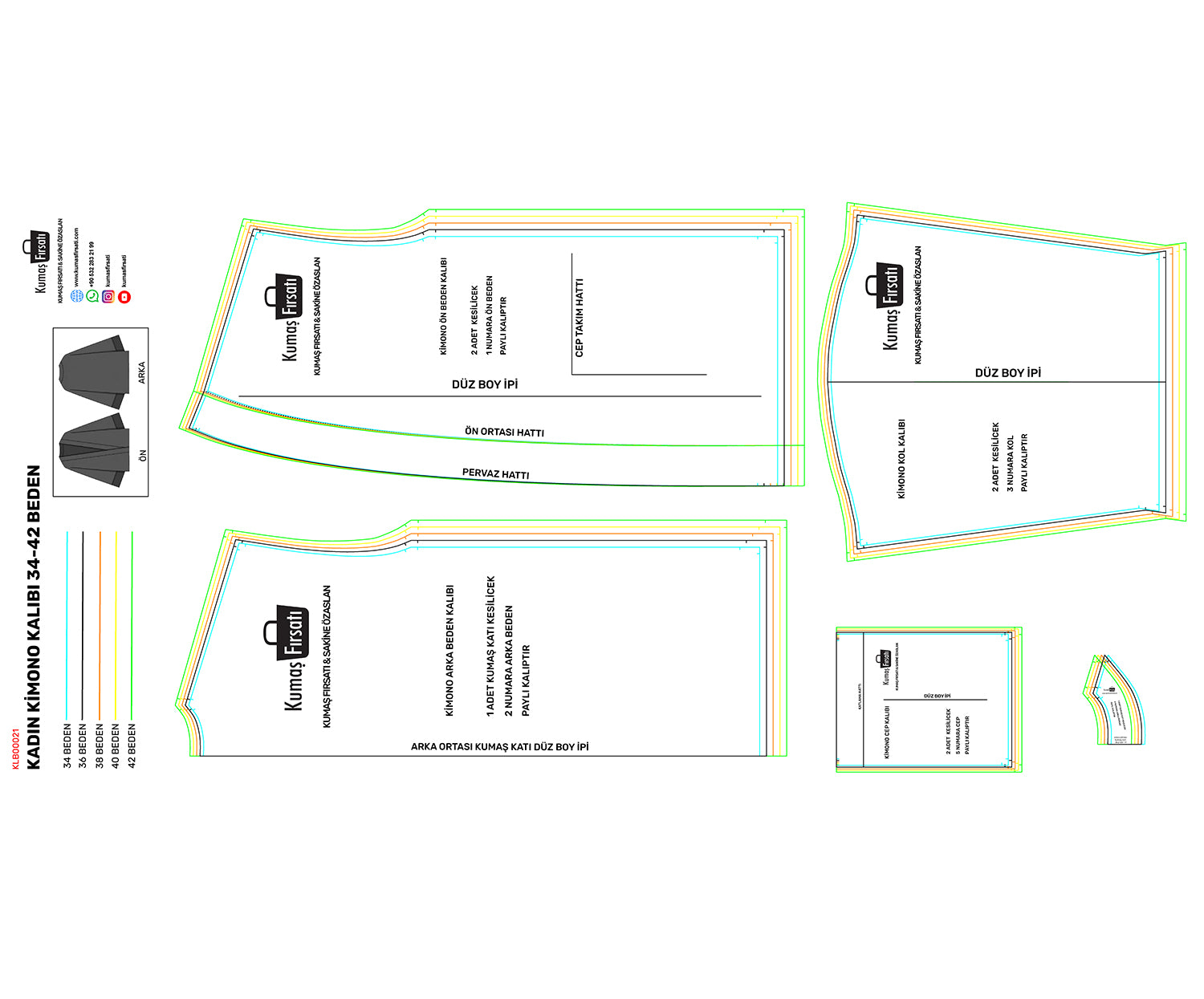 KIMONO PATTERN SIZES 34-42