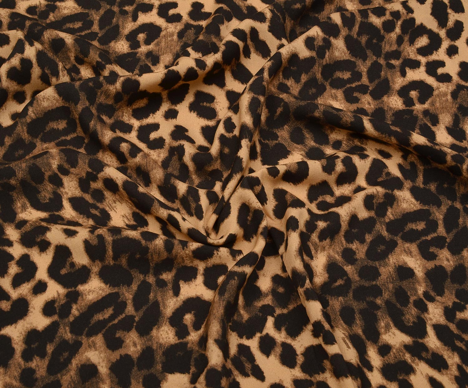 LEOPAR DESENLİ VİSKON KUMAŞ - KAHVE