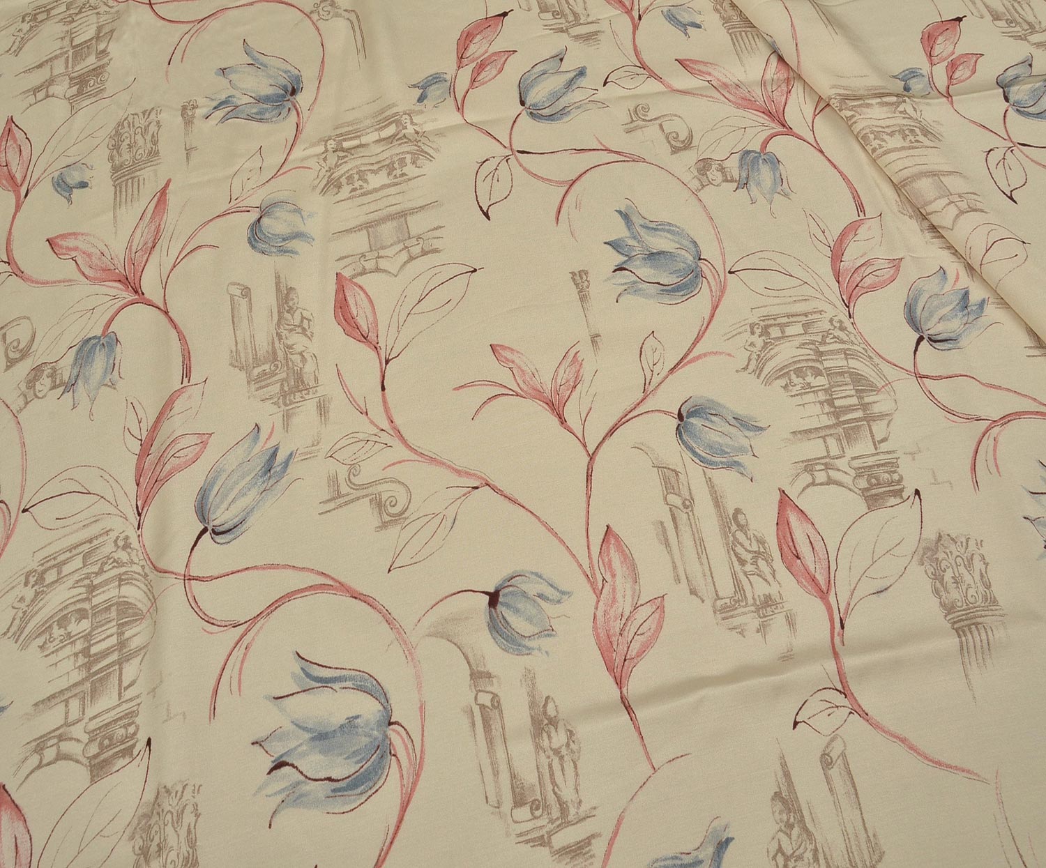 PATTERNED SATIN FABRIC - BEIGE