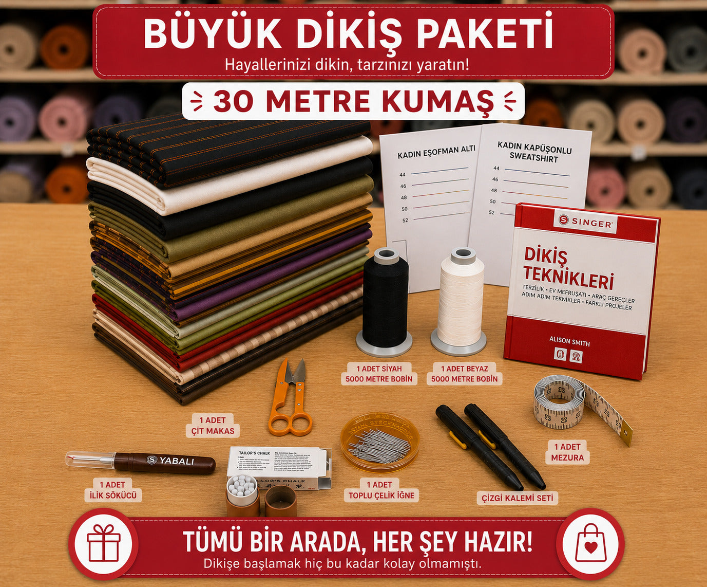 MEGA 30 METRE KUMAŞ VE DİKİŞ SETİ