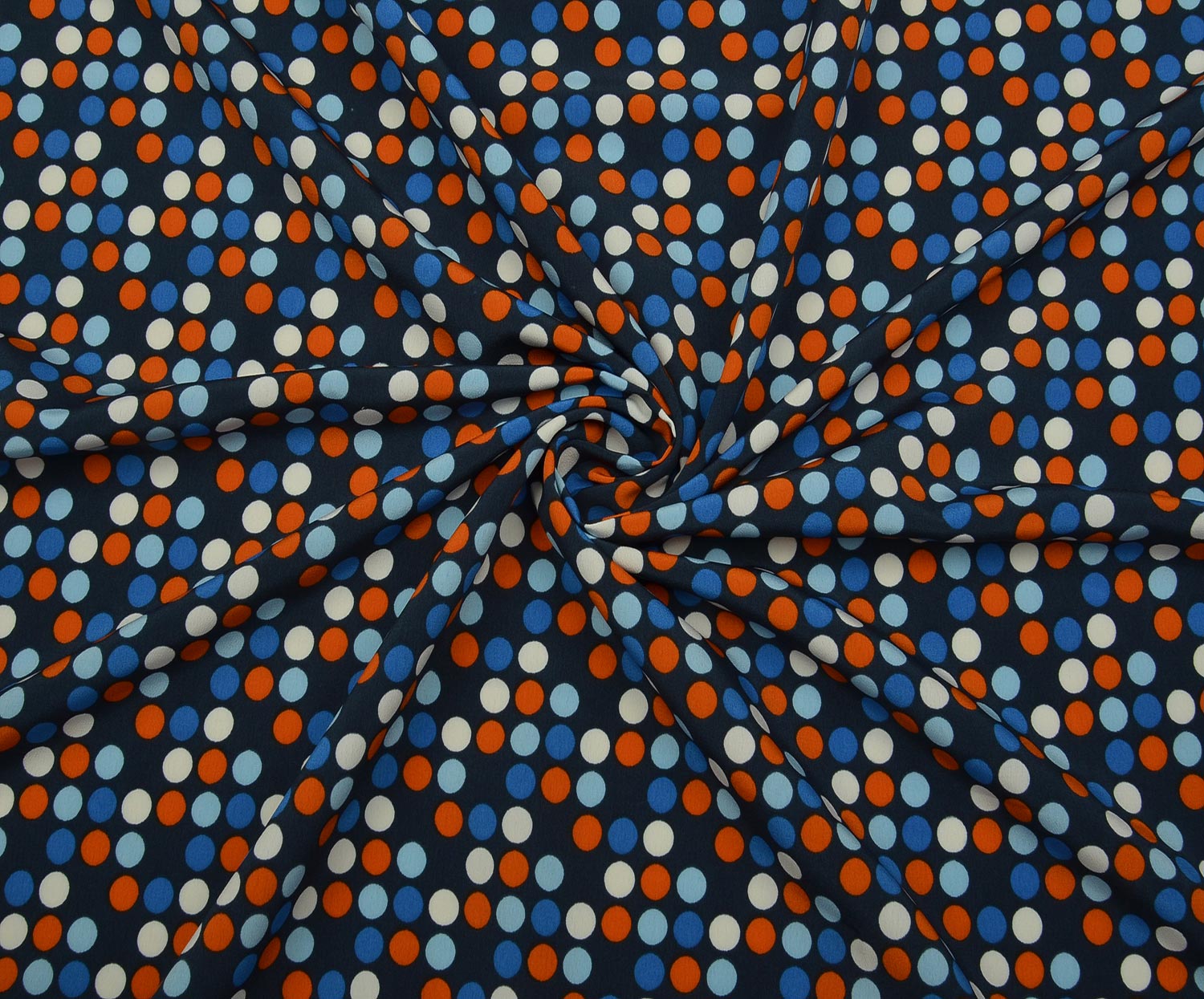 POLKA DOT CREPE FABRIC - NAVY