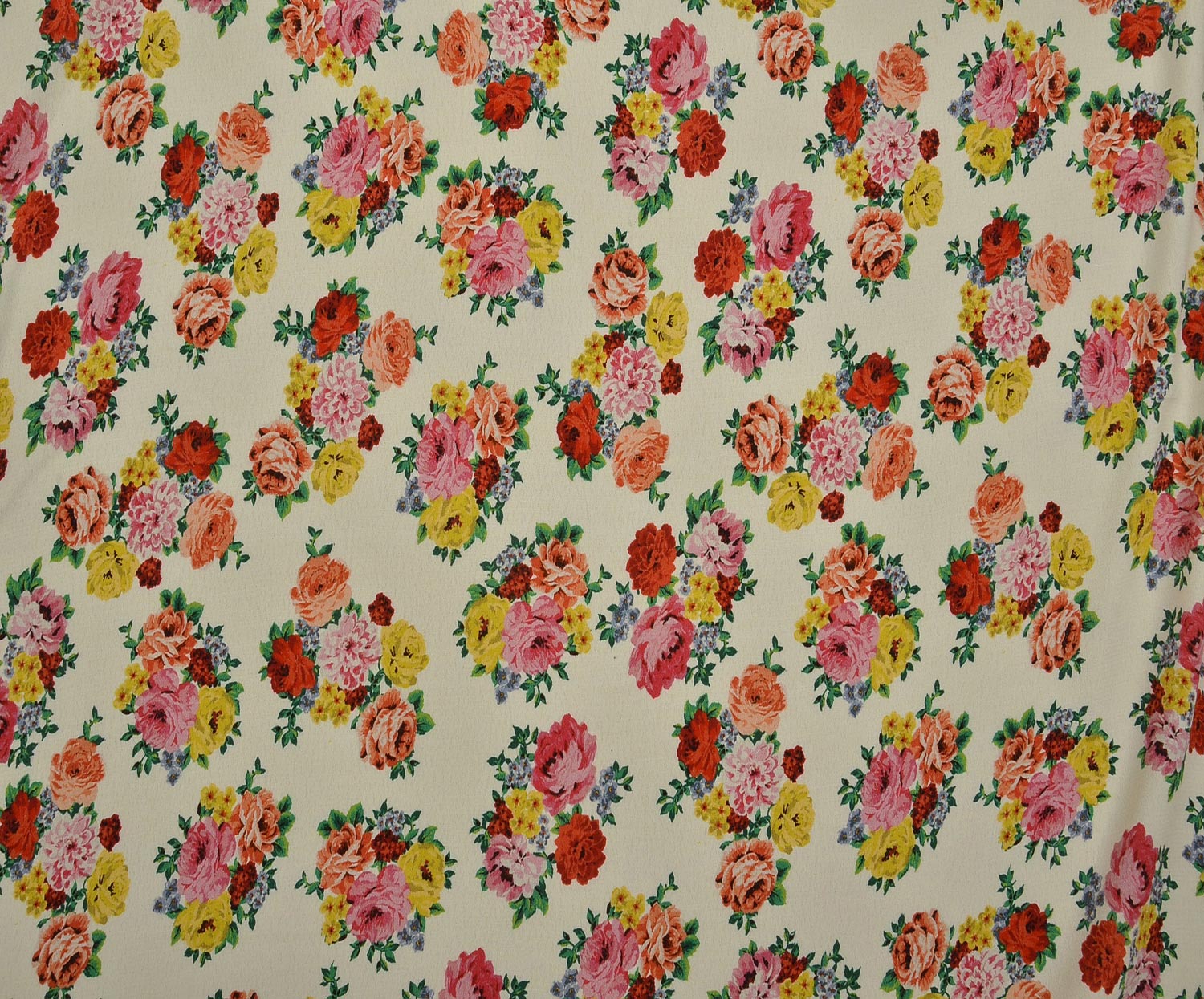 FLORAL CREPE VISCOSE FABRIC - ECRU