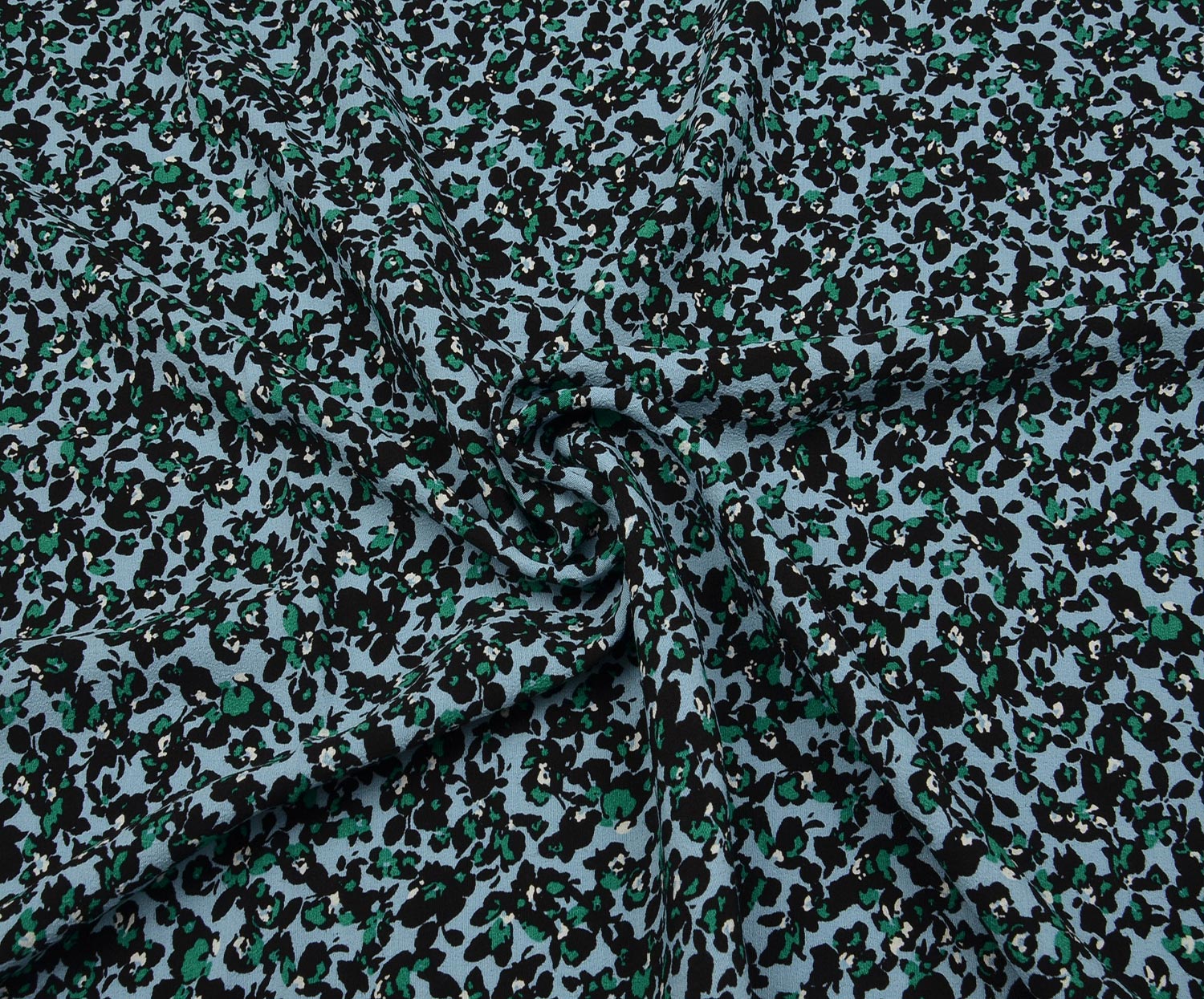 FLORAL CREPE VISCOSE FABRIC - BLUE