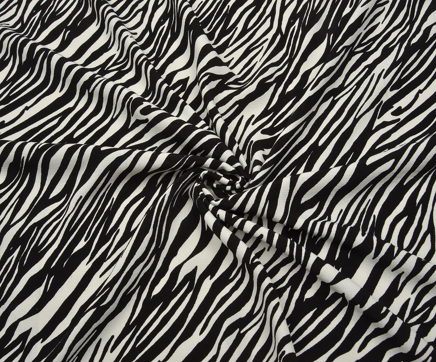 ZEBRA PRINT MOROCCAN CREPE FABRIC - BLACK