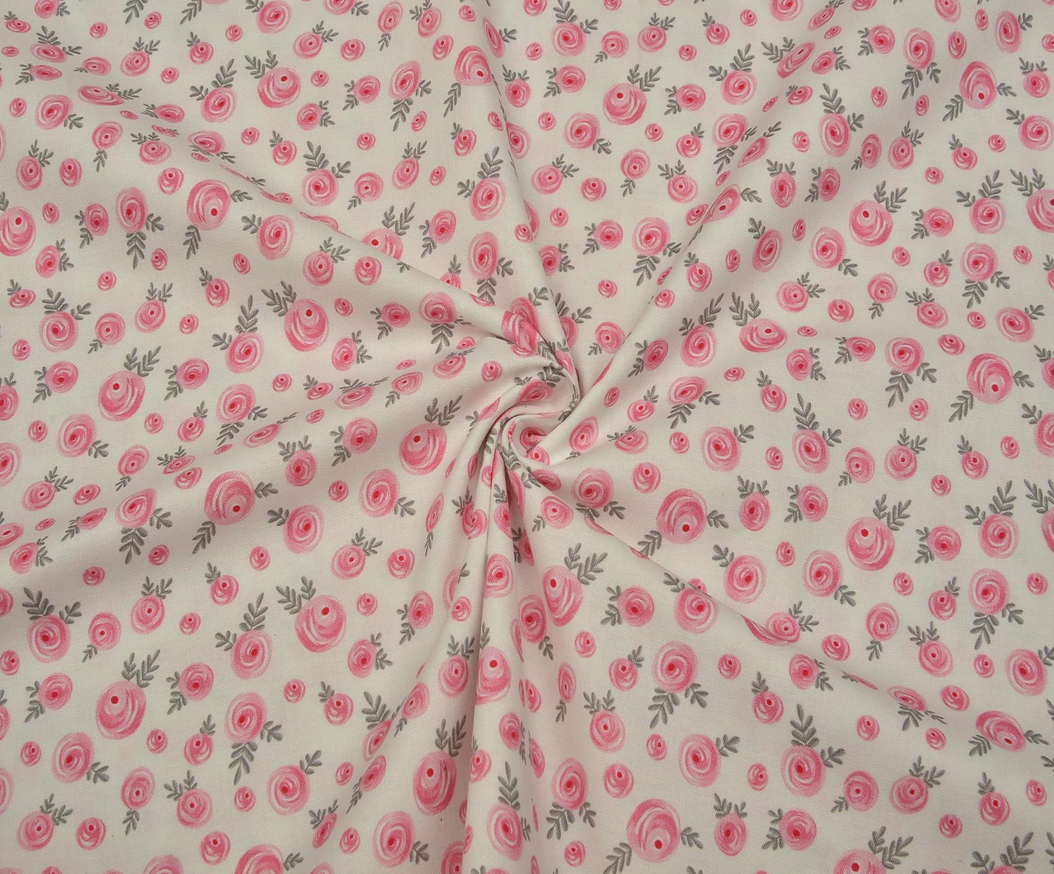MISIR PAMUĞU MİNİK GÜL DESEN - PEMBE