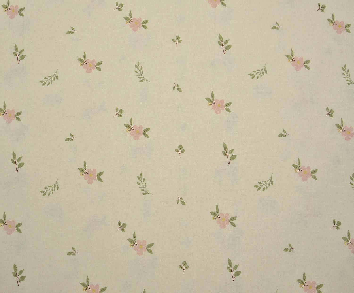 EGYPTIAN COTTON FLORAL BRANCH PATTERN - CREAM