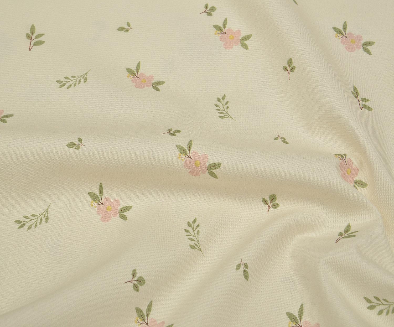 EGYPTIAN COTTON FLORAL BRANCH PATTERN - CREAM