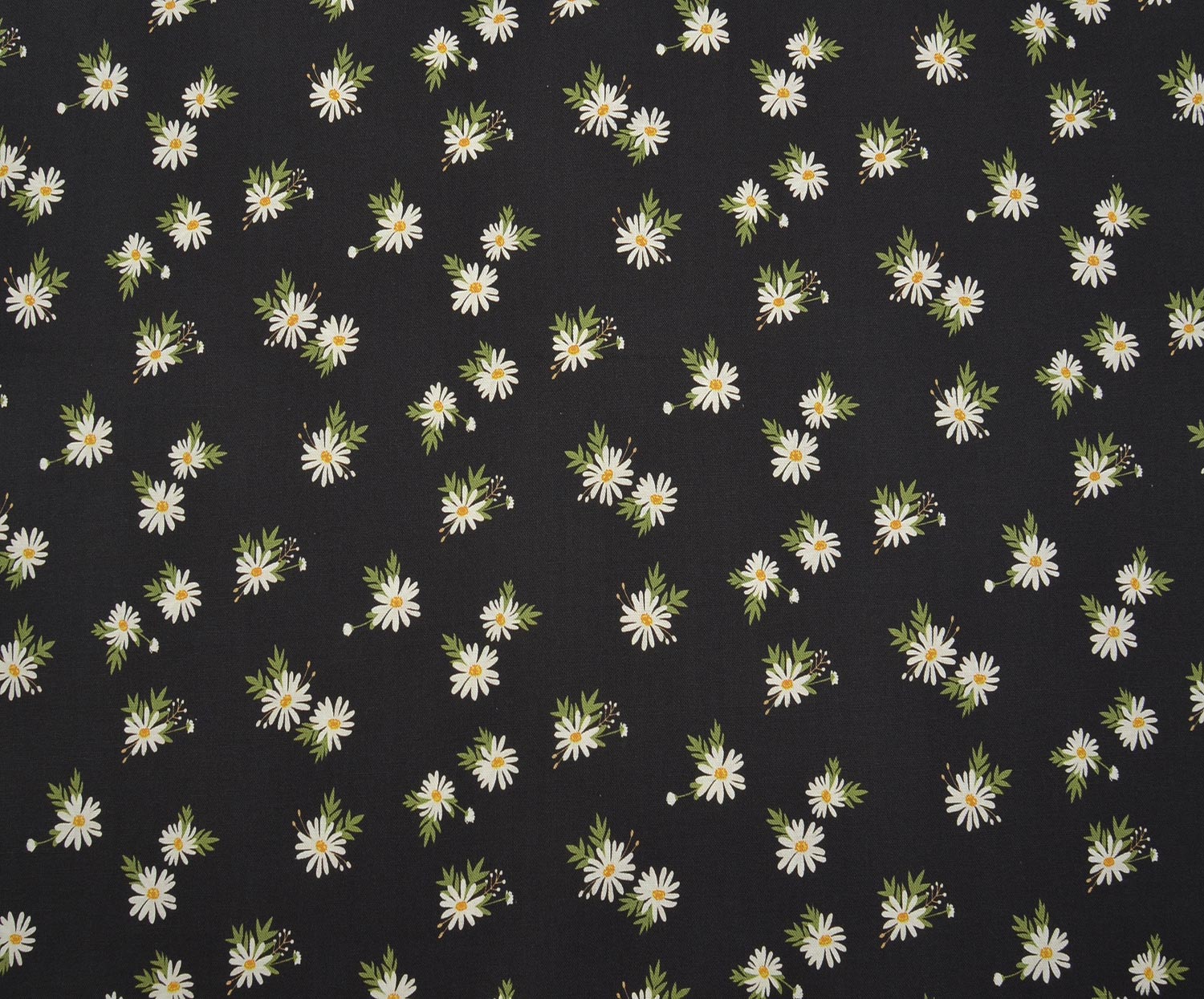 EGYPTIAN COTTON DAISY PATTERN - BLACK