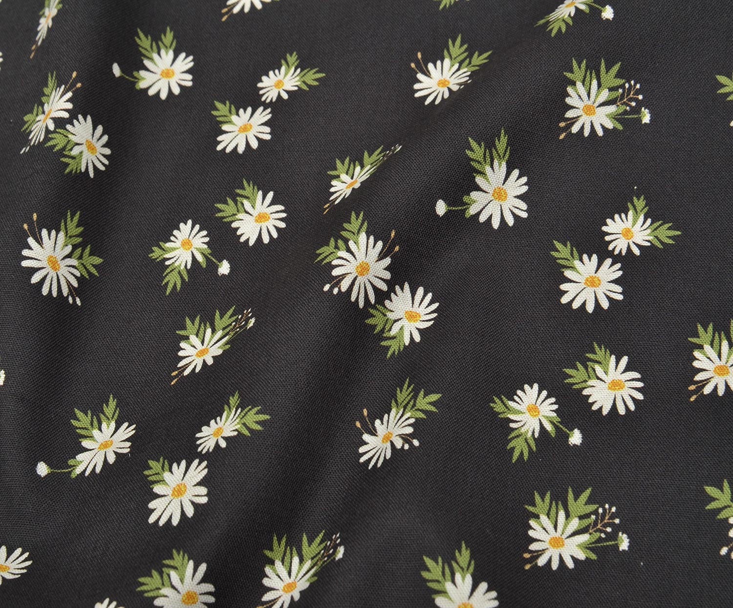 EGYPTIAN COTTON DAISY PATTERN - BLACK