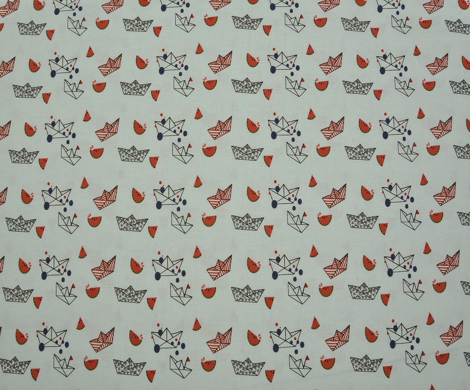 EGYPTIAN COTTON BOAT AND WATERMELON PATTERN - BLUE