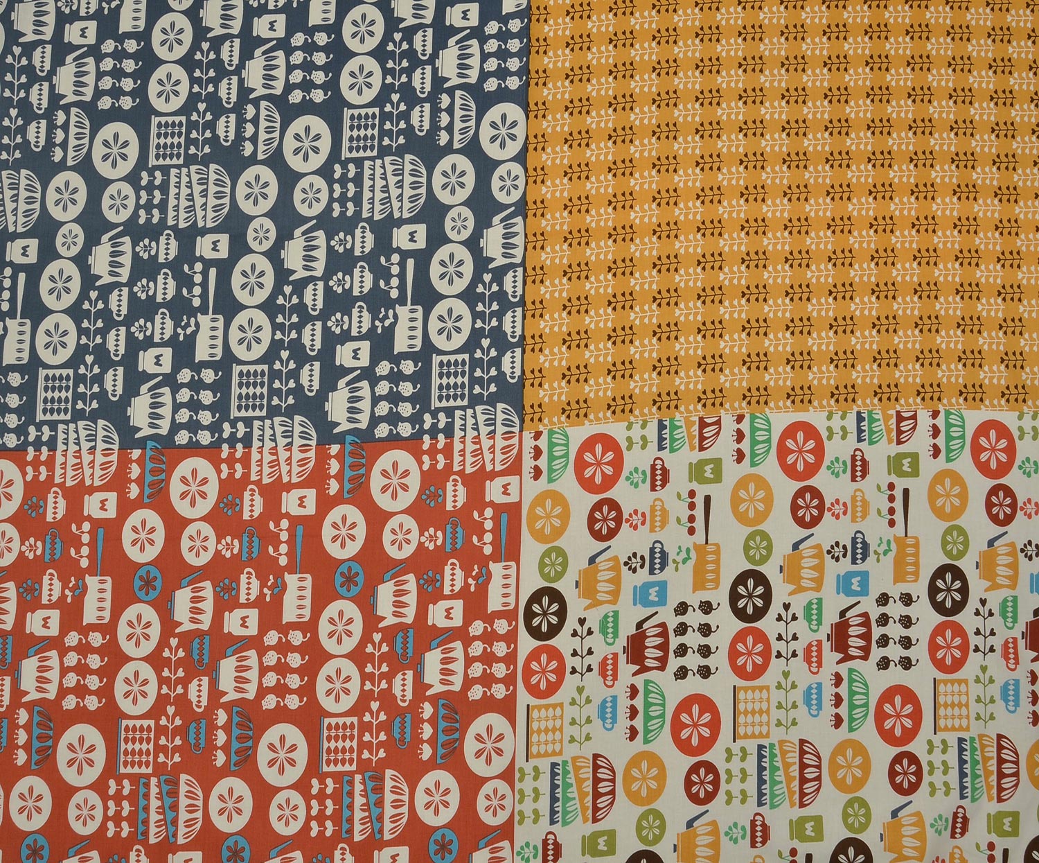 MISIR PAMUĞU RENKLİ PATCHWORK RETRO MUTFAK DESEN - HARMONİ