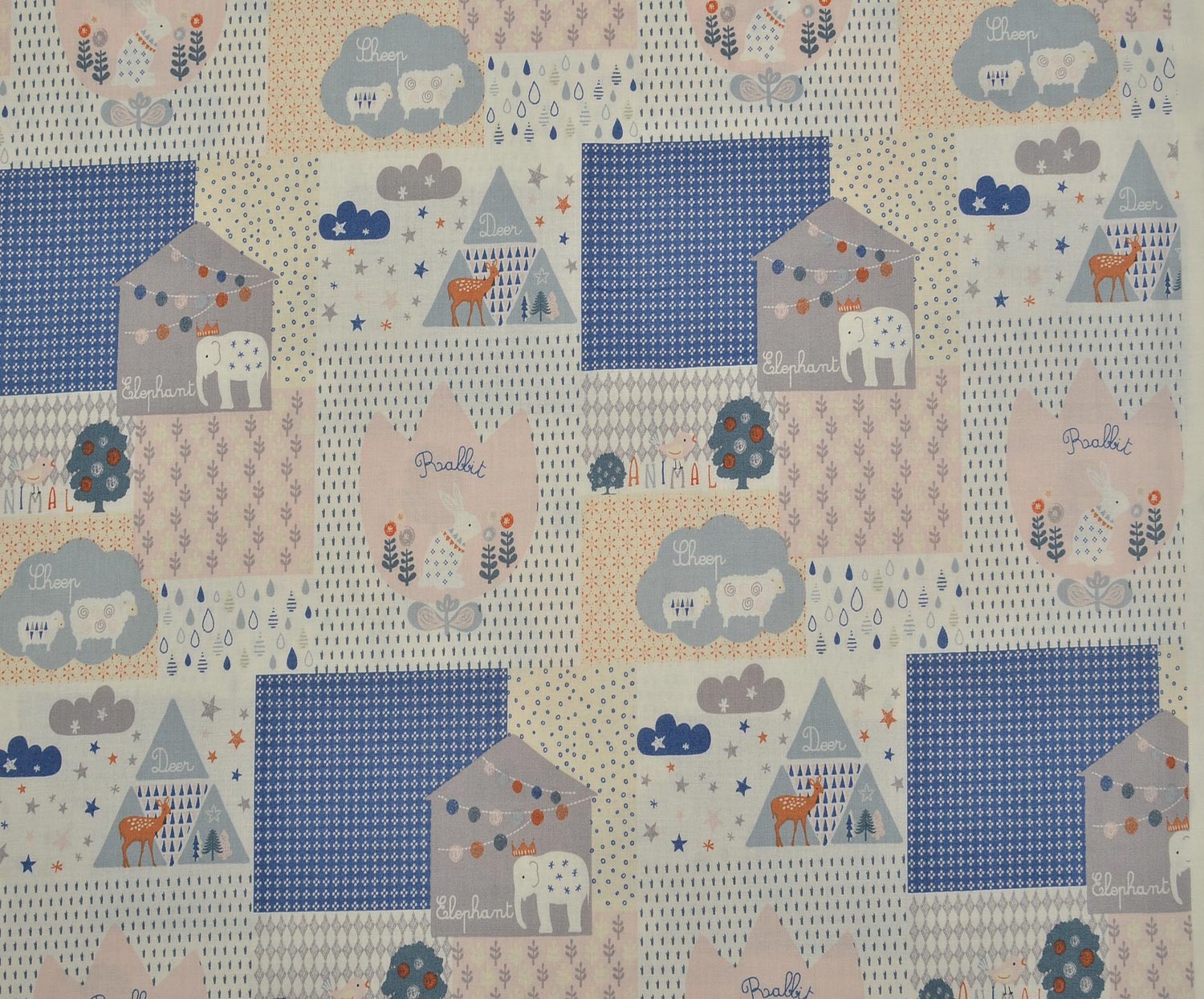 MISIR PAMUĞU PASTEL HAYVANLAR PATCHWORK DESEN - SAKS