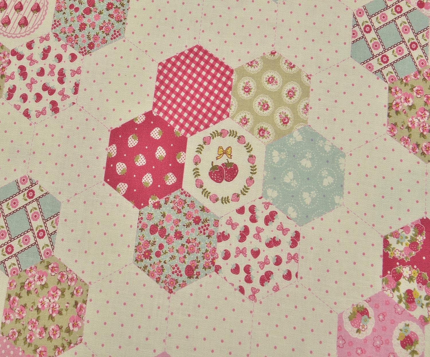 MISIR PAMUĞU PETEK PATCHWORK DESEN - FUŞYA