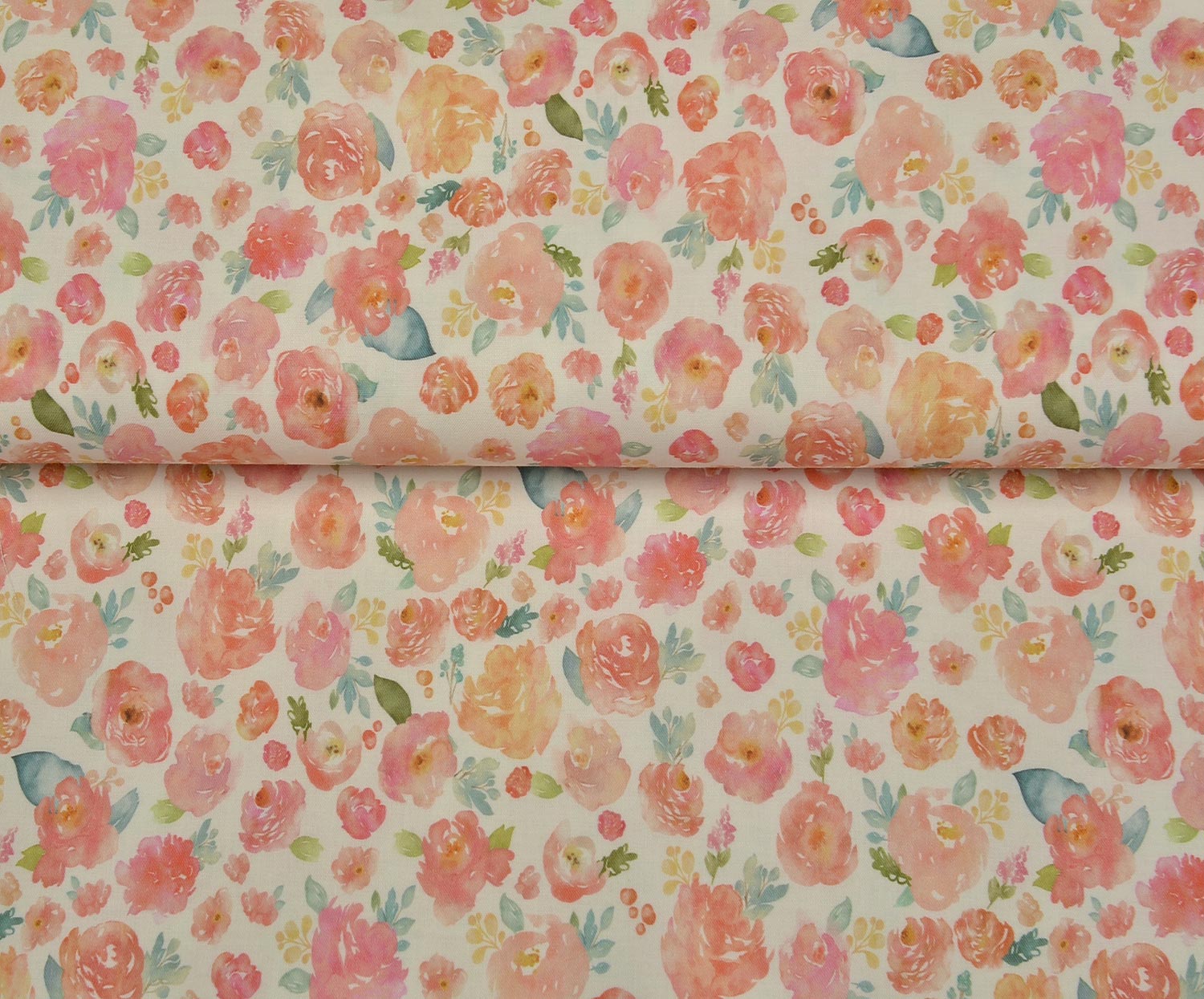 EGYPTIAN COTTON WATERCOLOR ROSES PATTERN - HARMONY