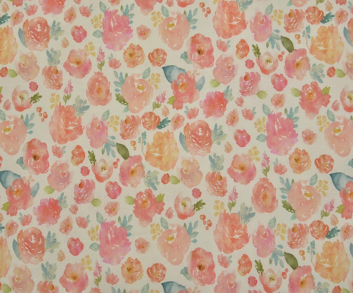 EGYPTIAN COTTON WATERCOLOR ROSES PATTERN - HARMONY