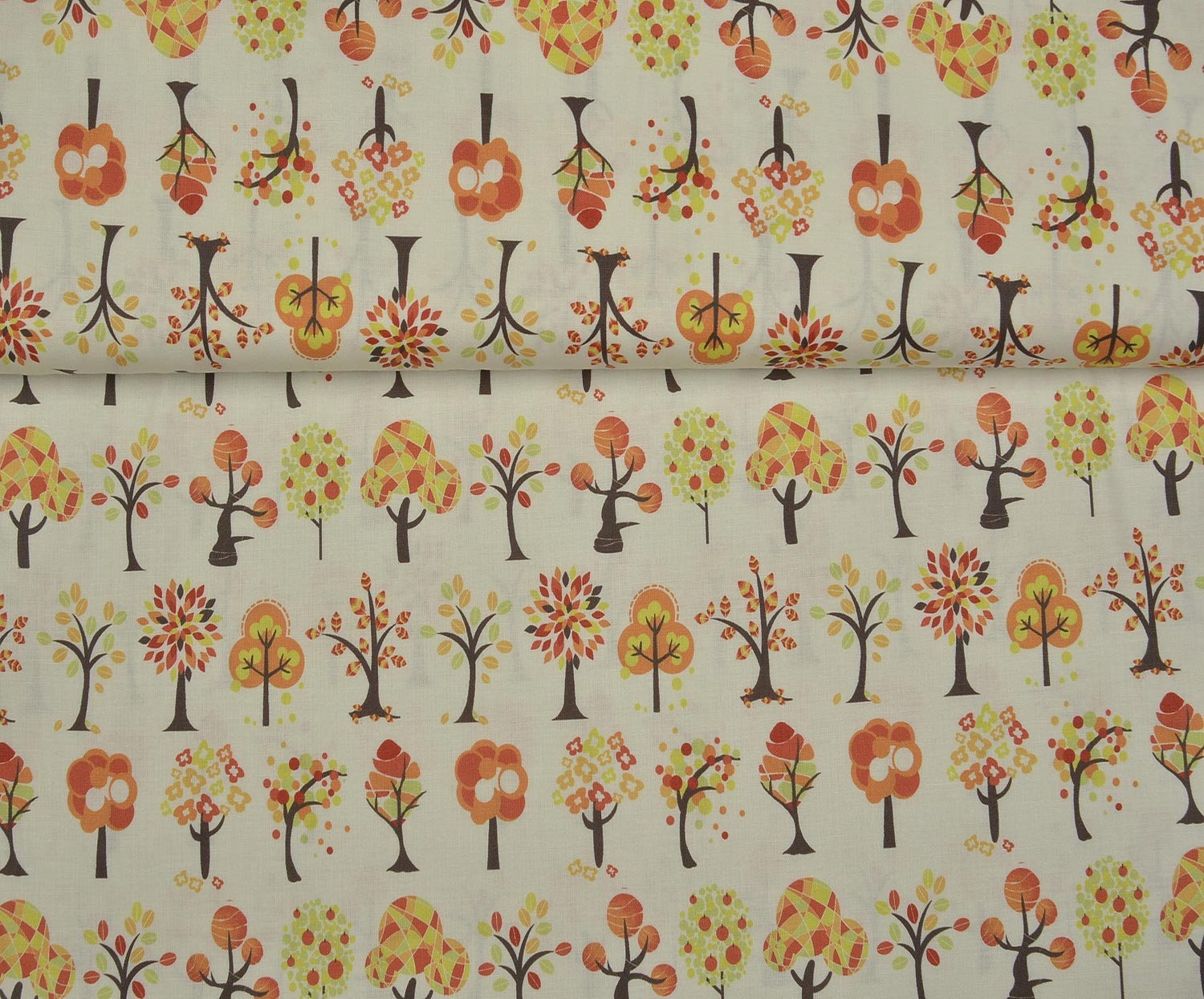 EGYPTIAN COTTON AUTUMN TREES PATTERN - ECRU