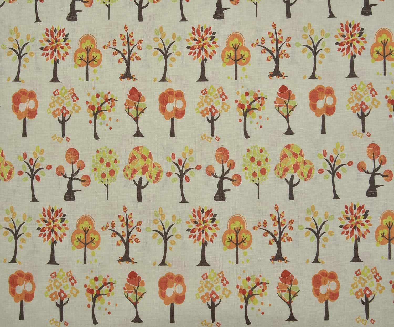 EGYPTIAN COTTON AUTUMN TREES PATTERN - ECRU