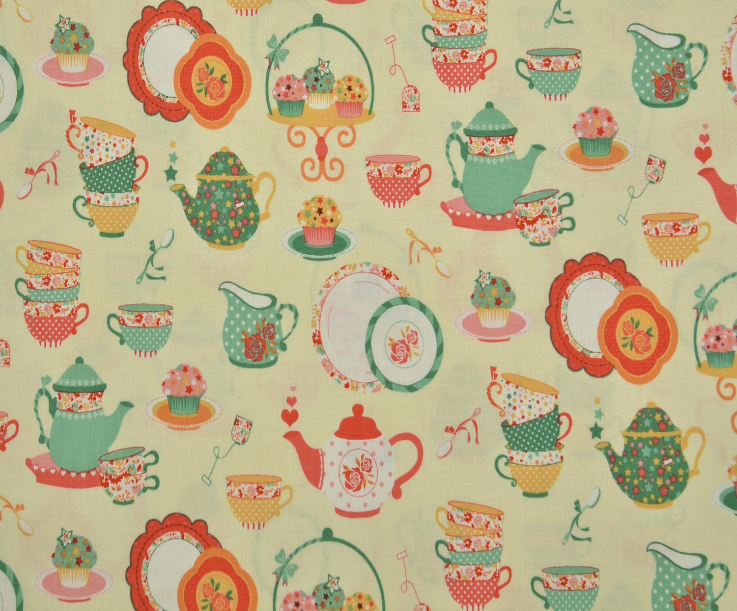 EGYPTIAN COTTON TEA TIME PATTERN - YELLOW