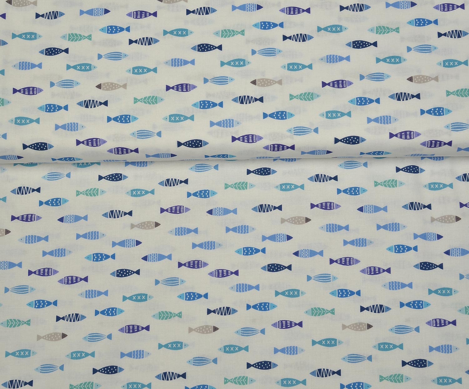EGYPTIAN COTTON FISH PATTERN - WHITE