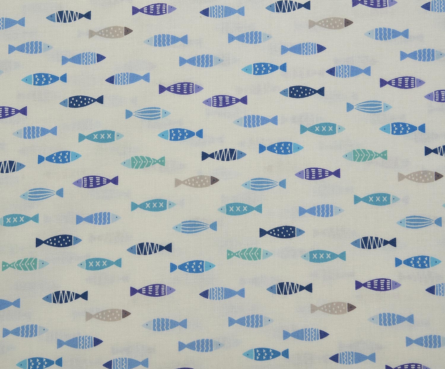 EGYPTIAN COTTON FISH PATTERN - WHITE