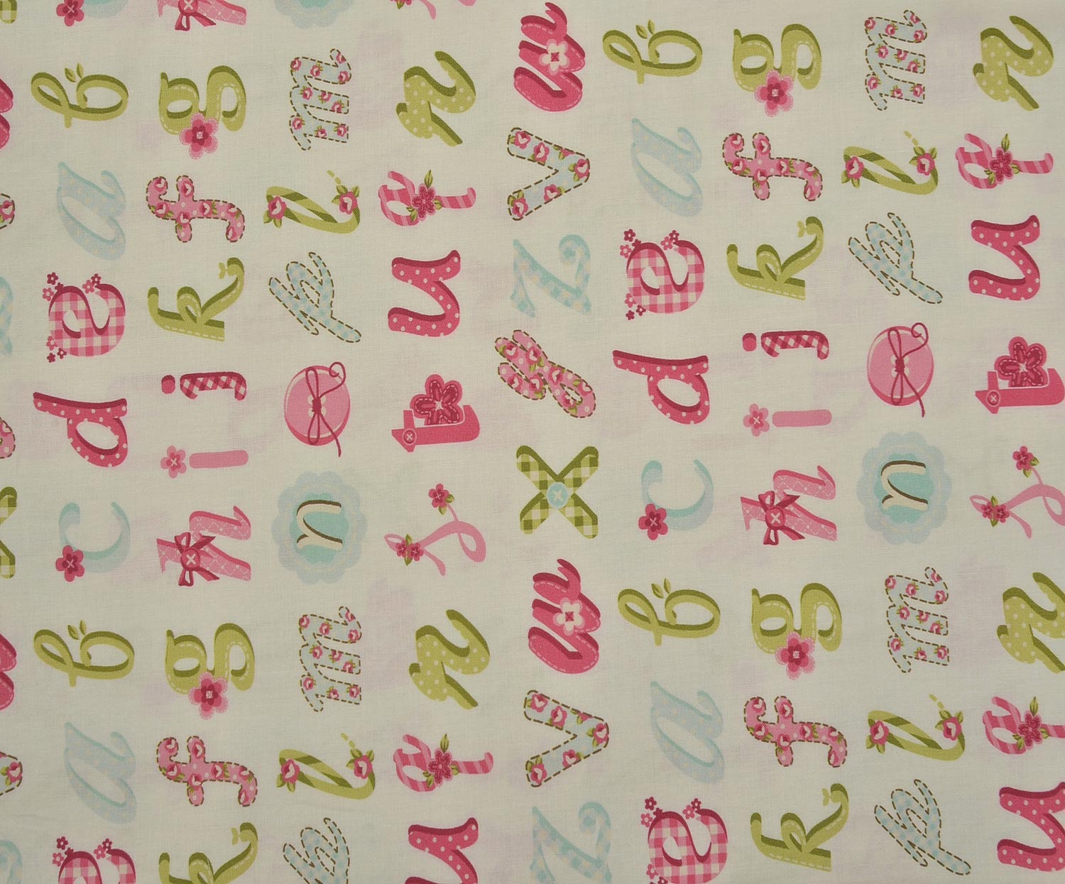 EGYPTIAN COTTON COLORED LETTERS PATTERN - WHITE