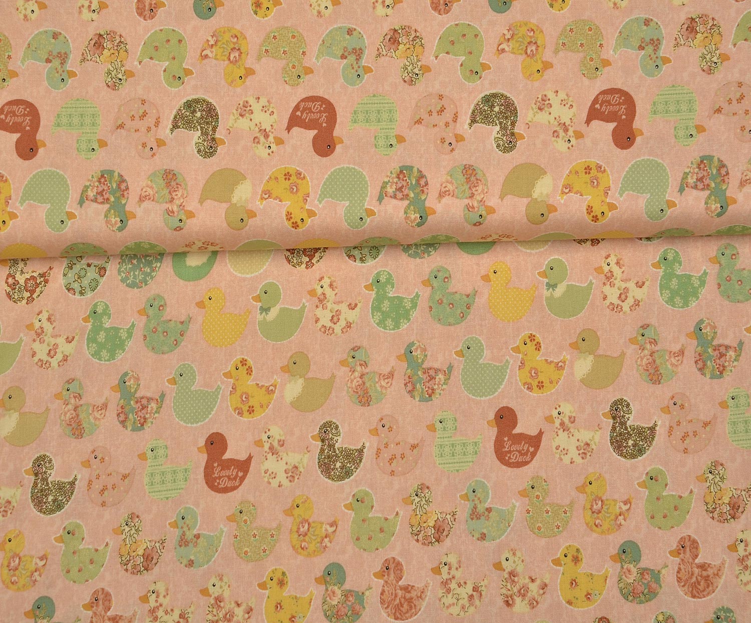 EGYPTIAN COTTON CUTE DUCKS PATTERN - POWDER