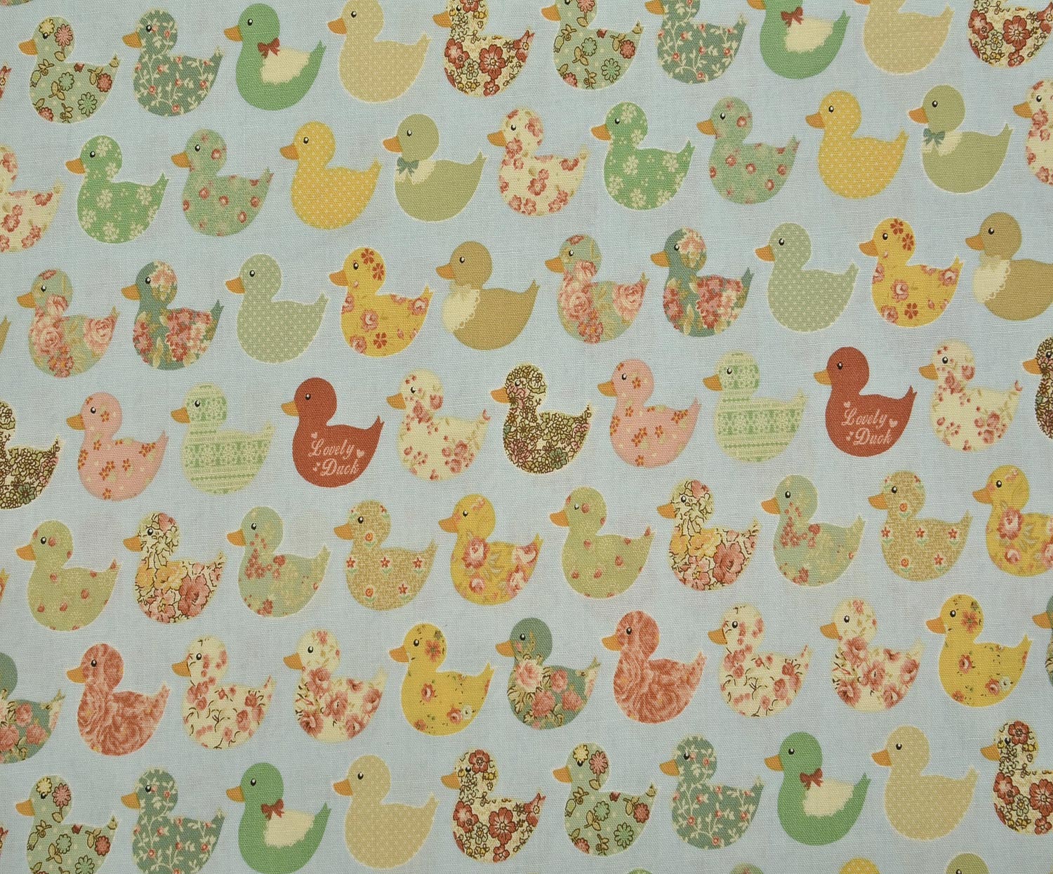 EGYPTIAN COTTON CUTE DUCKS PATTERN - BLUE