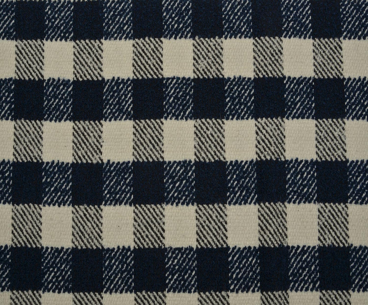 PLAID TWEED FABRIC - NAVY BLUE