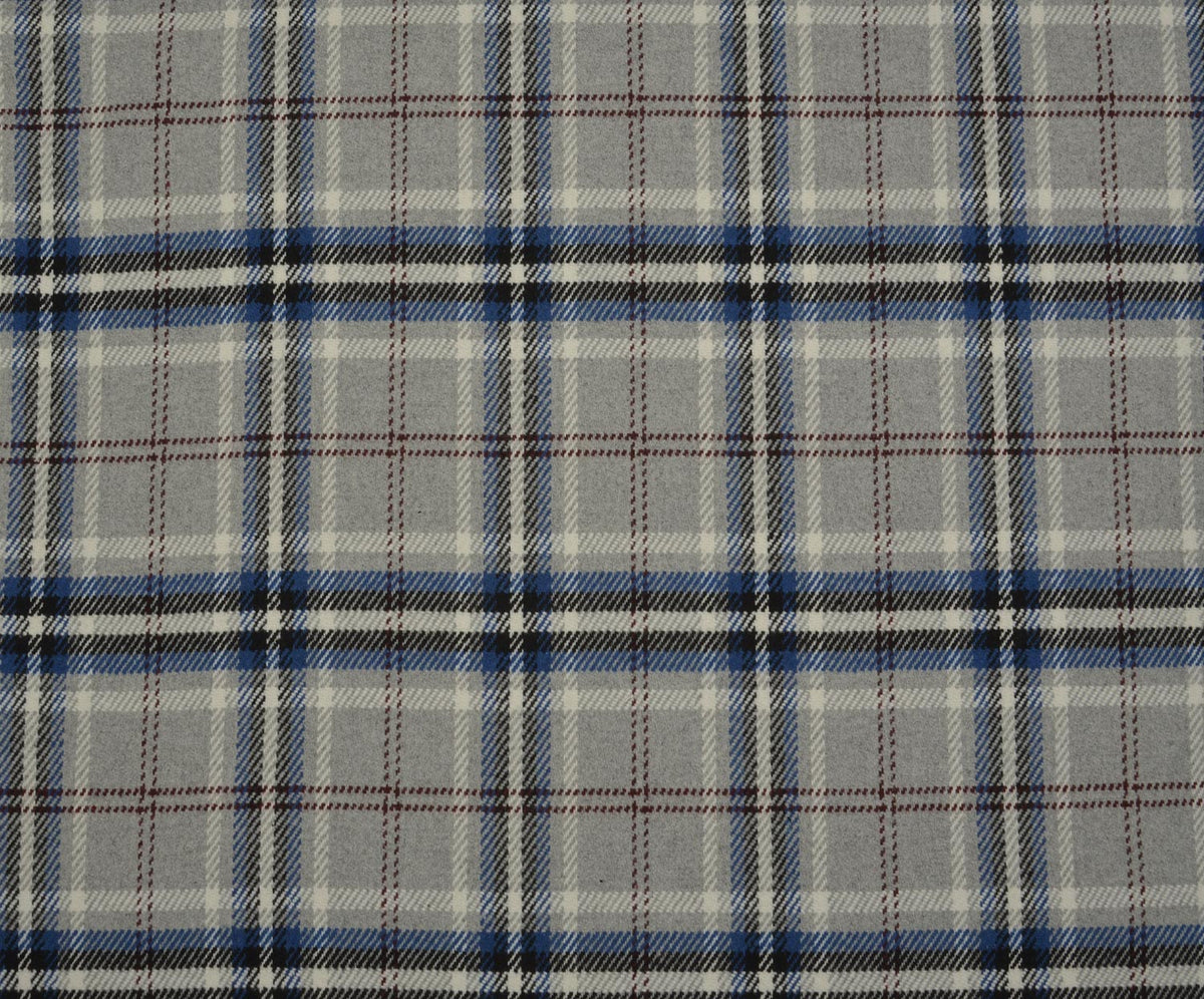 PLAID WOOL COAT FABRIC - GREY