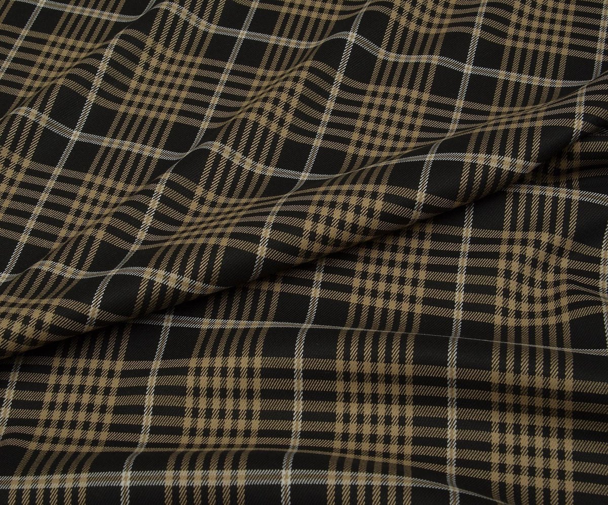 LYCRA PLAID PATTERNED FABRIC - BEIGE