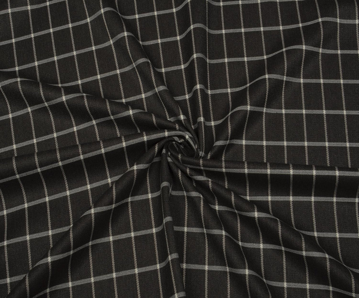 STRETCH PLAID PATTERNED FABRIC - SMOKE