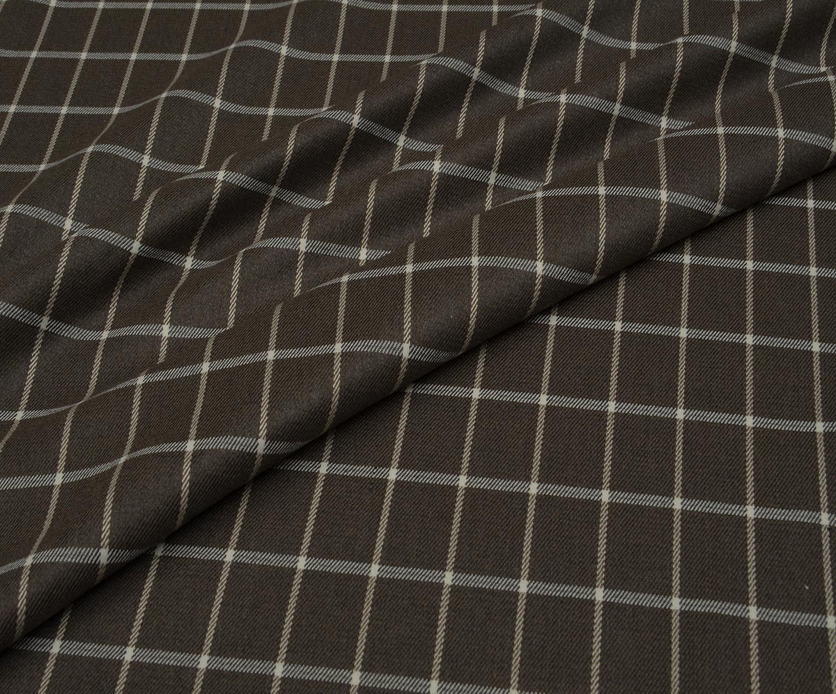 PLAID PRINTED FABRIC WITH LYCRA - BROWN
