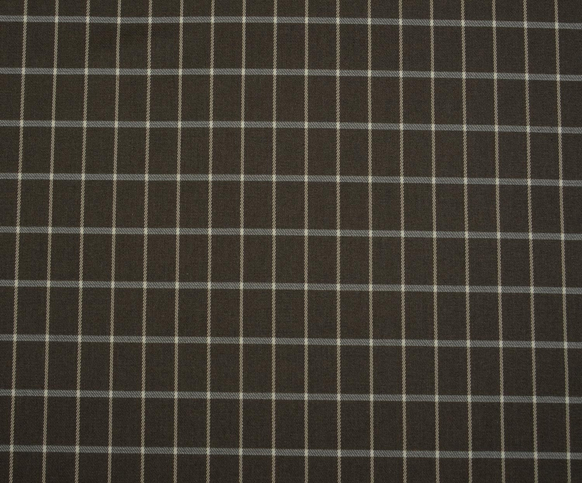 LİKRALI EKOSE DESENLİ KUMAŞ - KAHVE