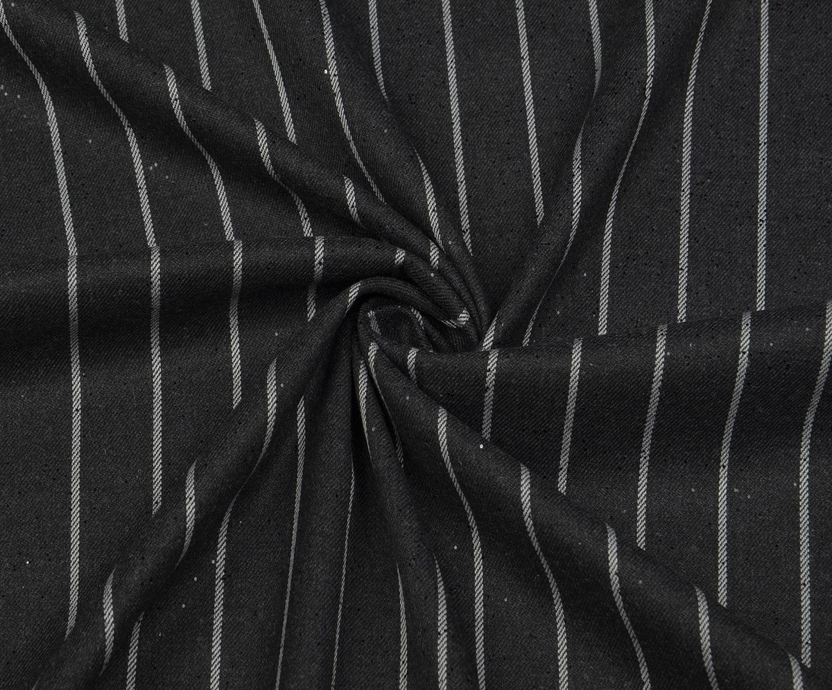 STRETCH STRIPED SKIRT AND JACKET FABRIC - ANTHRACITE