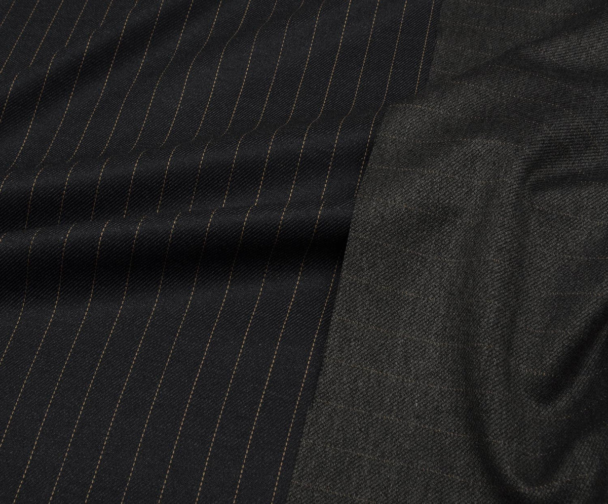 STRETCH STRIPED SKIRT AND JACKET FABRIC - NAVY BLUE