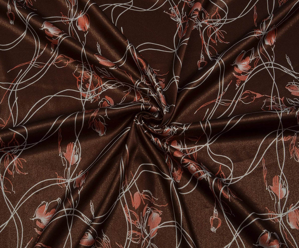 STRETCH SATIN FABRIC - BROWN