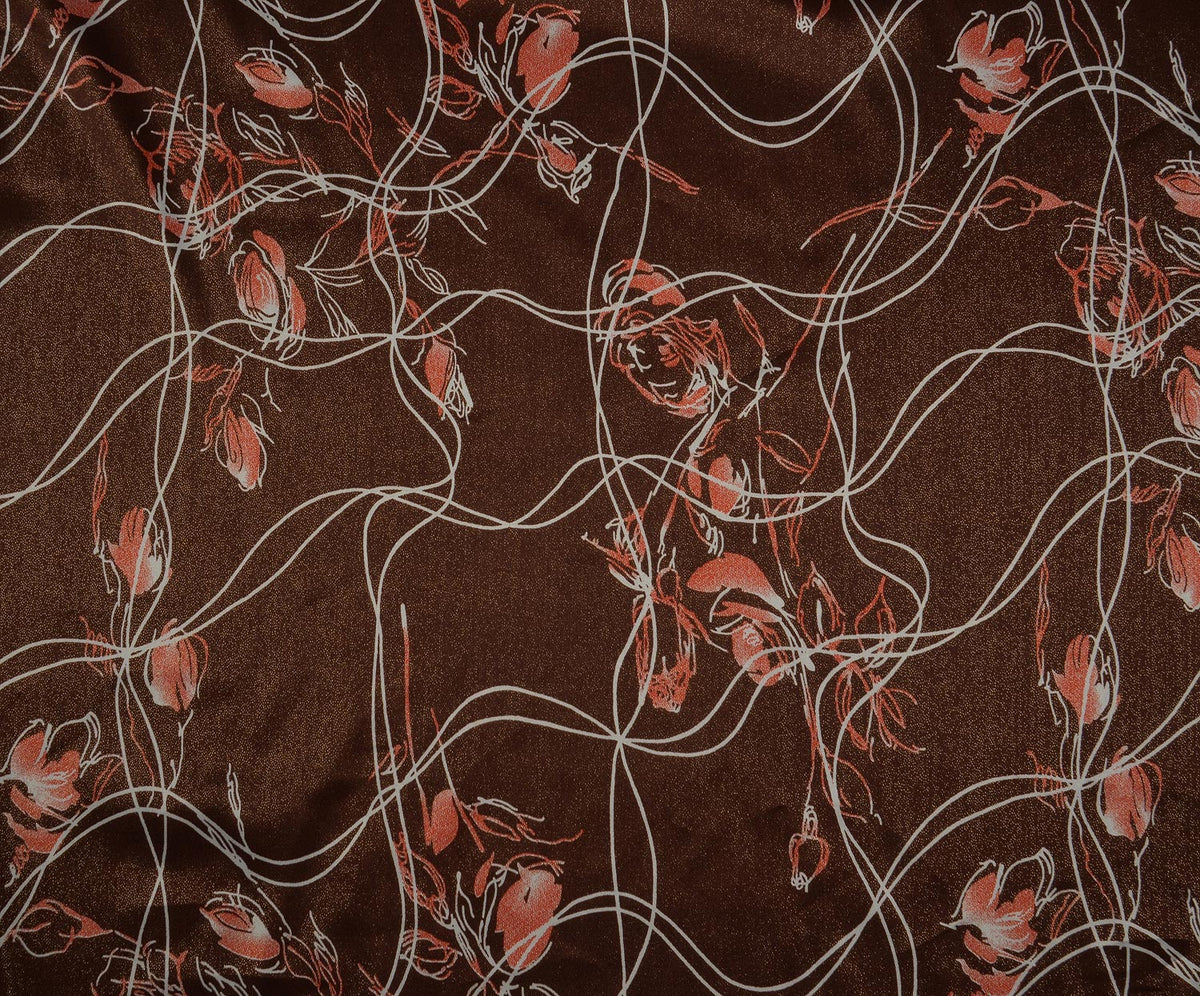 STRETCH SATIN FABRIC - BROWN