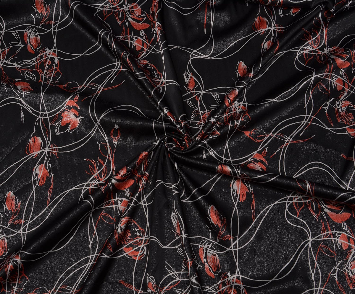 STRETCH SATIN FABRIC - BLACK