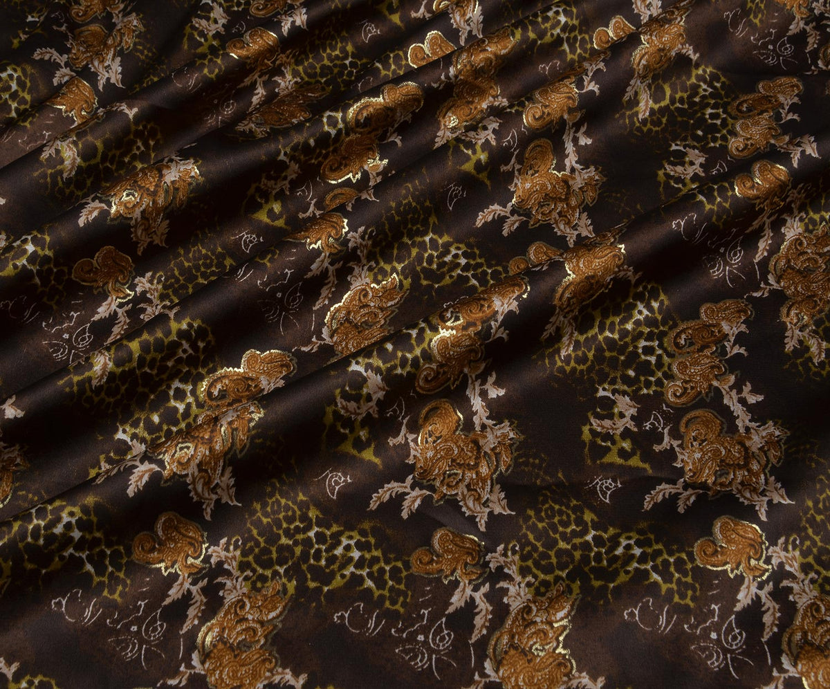 STRETCH SATIN FABRIC - BROWN