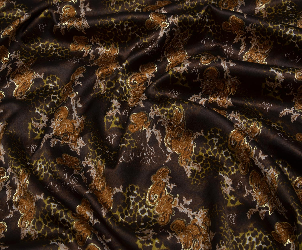 STRETCH SATIN FABRIC - BROWN