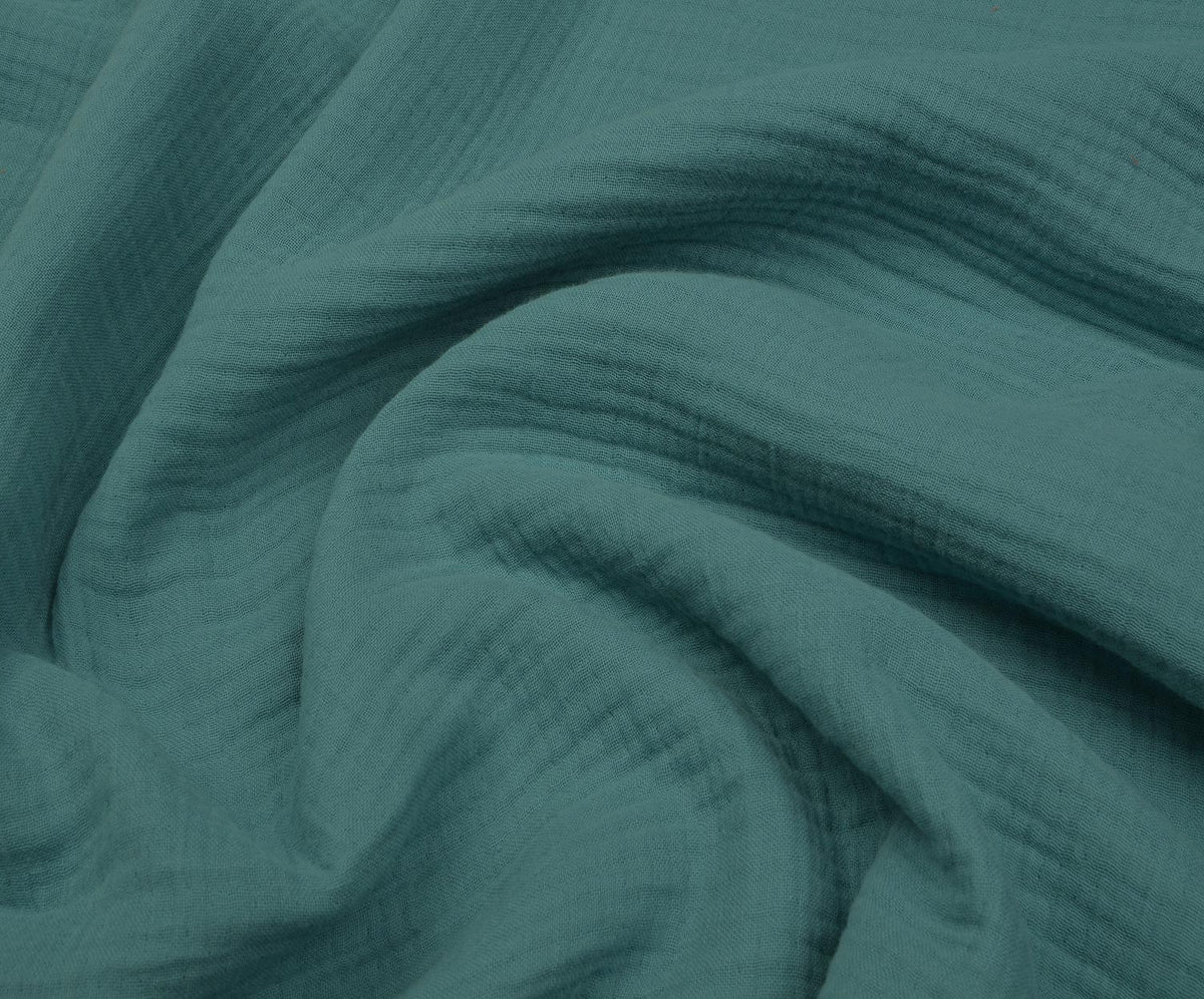 4-LAYER MUSLIN FABRIC - CYAN