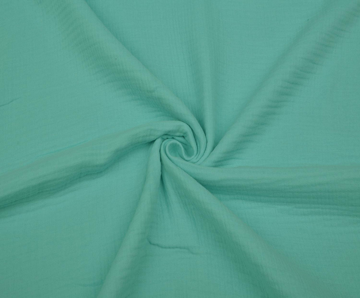 4-LAYER MUSLIN FABRIC - AQUA GREEN