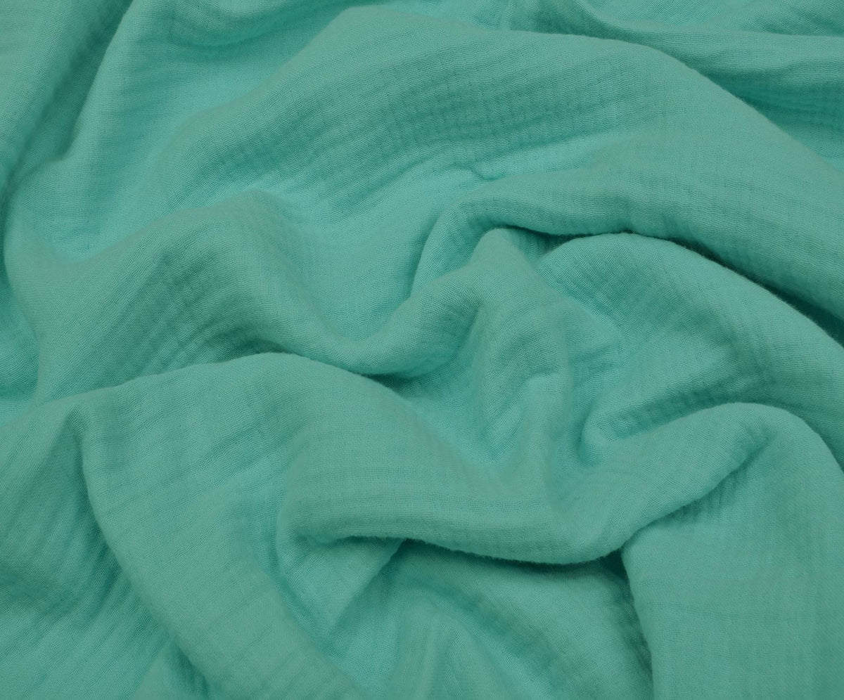 4-LAYER MUSLIN FABRIC - AQUA GREEN