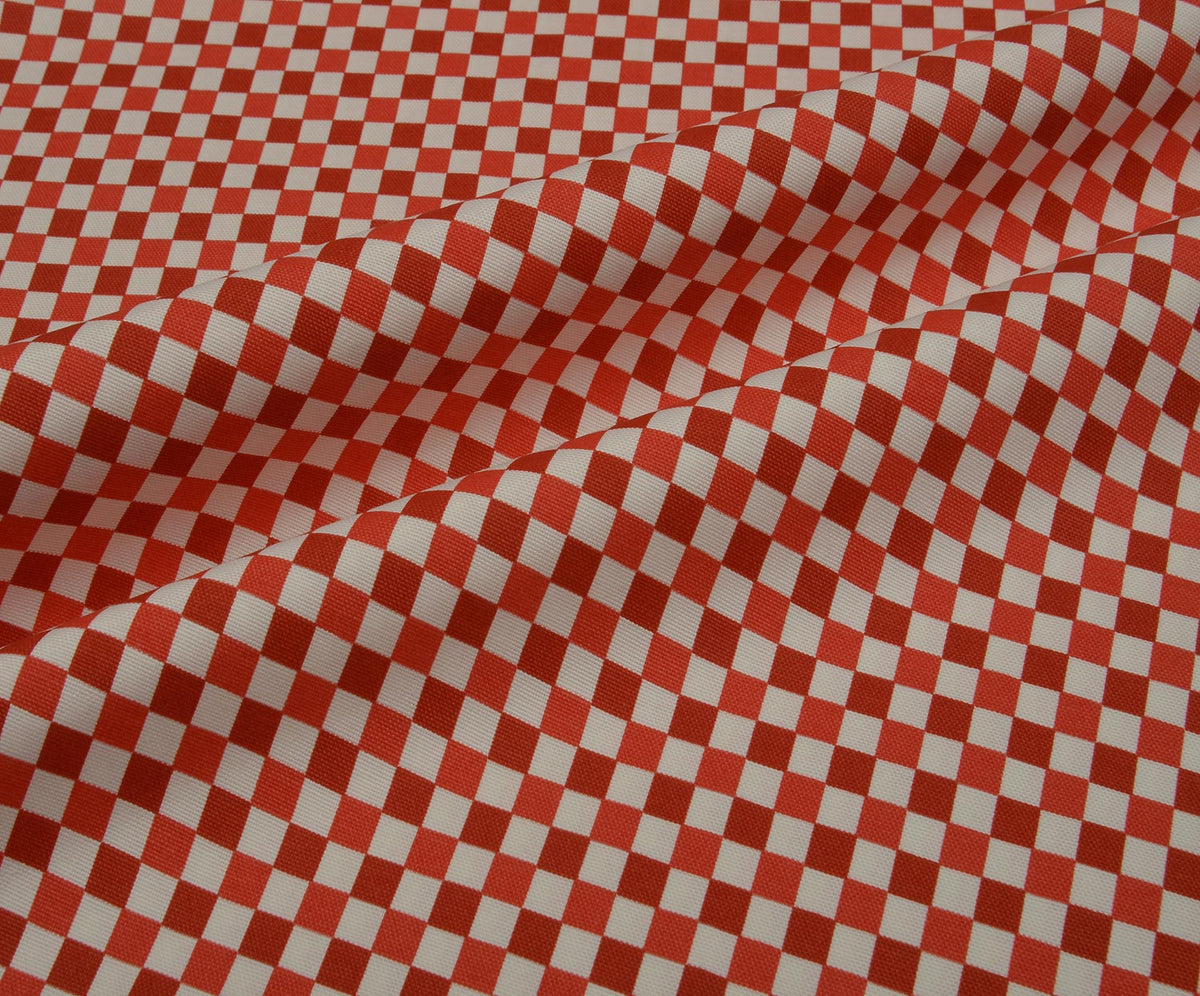 GINGHAM PATTERNED DUCK LINEN FABRIC - RED