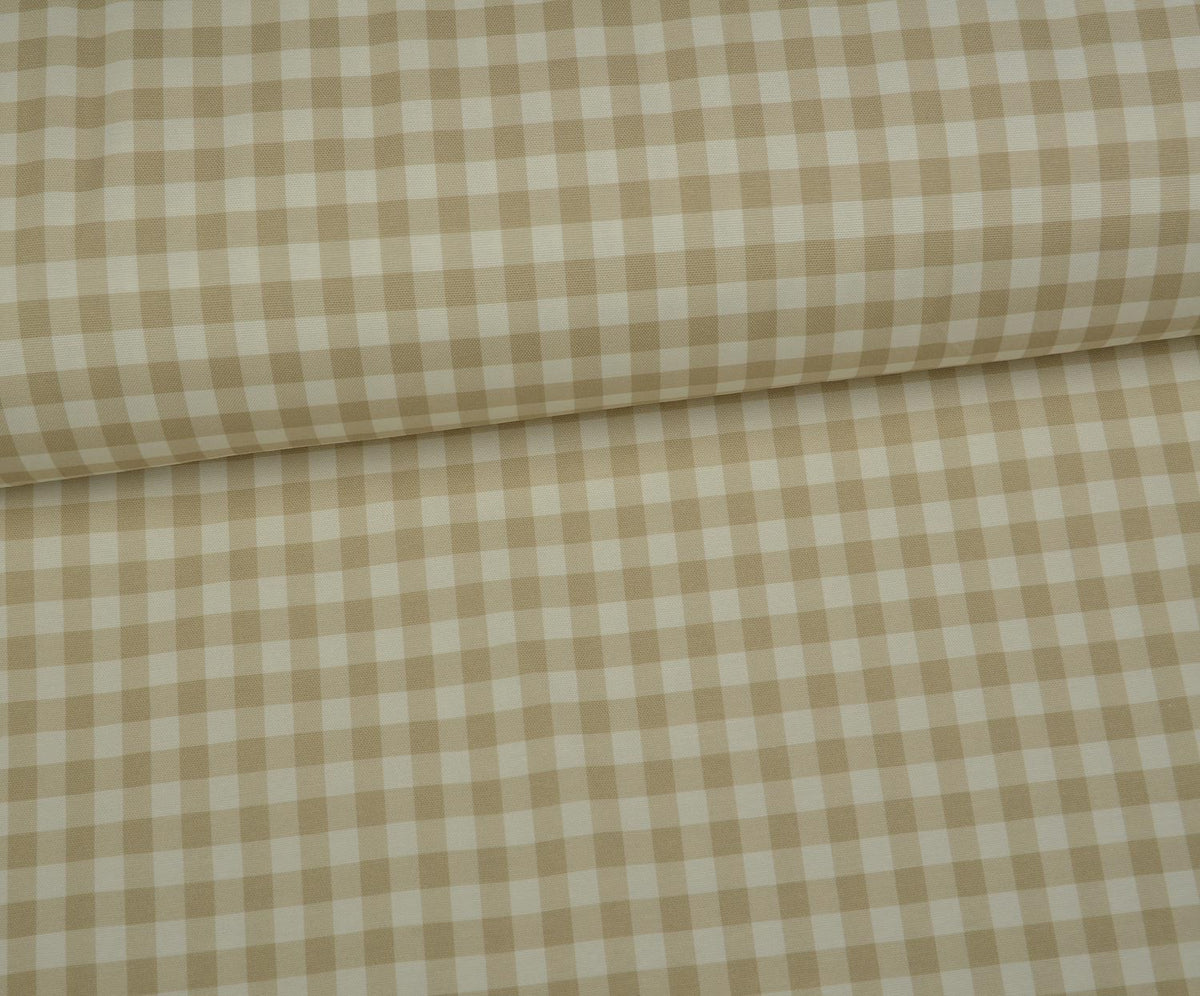 PLAID PATTERNED DUCK LINEN FABRIC - BEIGE