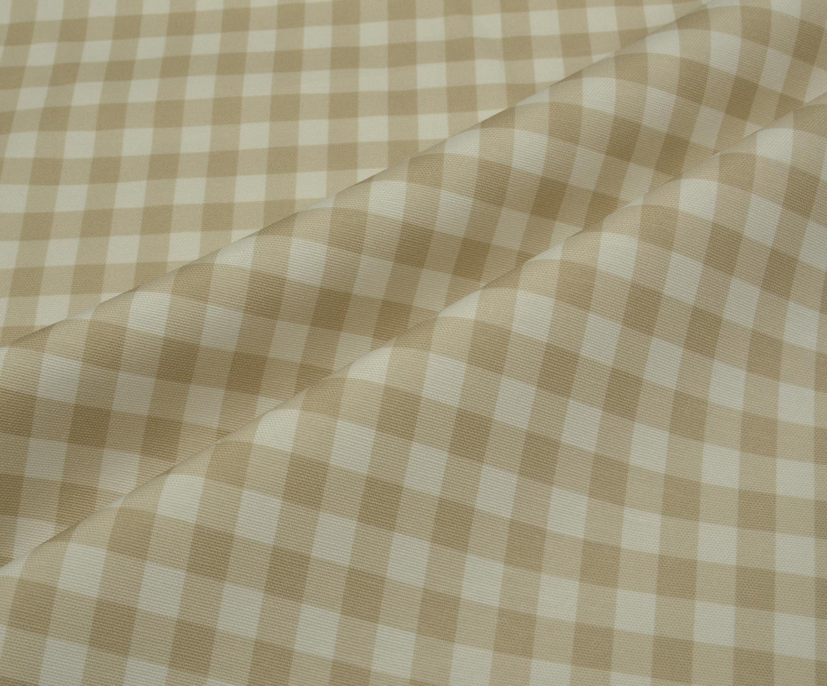 PLAID PATTERNED DUCK LINEN FABRIC - BEIGE