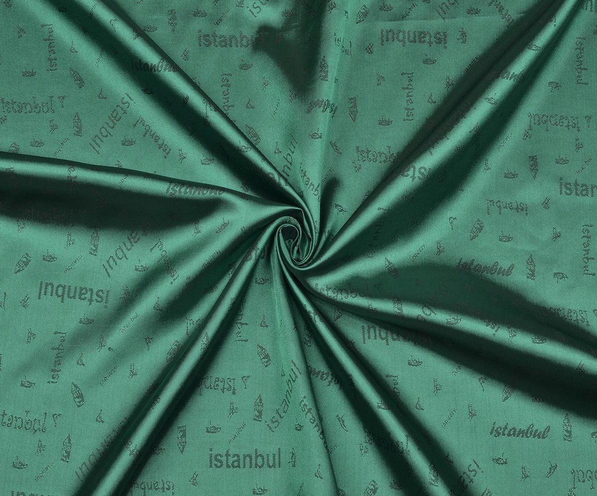 YAZI DESENLİ ASTAR KUMAŞ - AÇIK YEŞİL