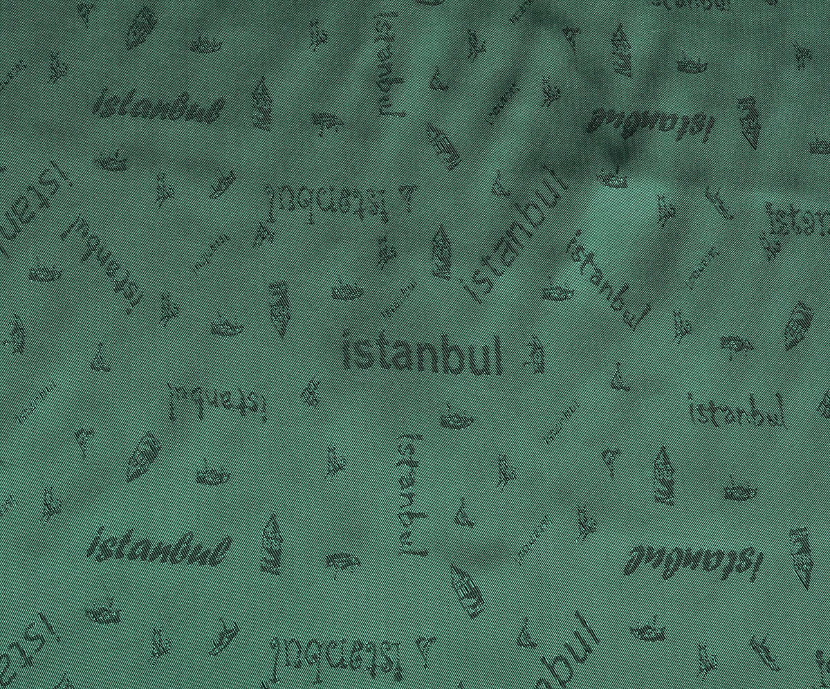 YAZI DESENLİ ASTAR KUMAŞ - AÇIK YEŞİL